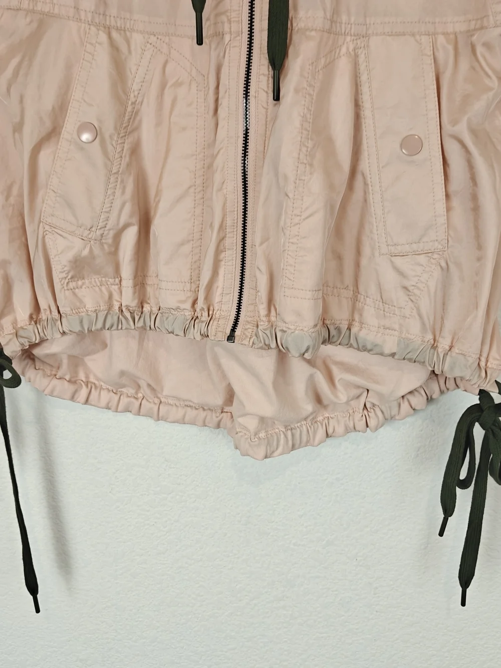 Anthropologie Daily Practice Pink Hooded Utility Vest XS Relaxed Drawstring Zip